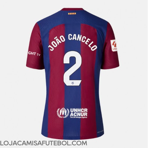 Camisa de Futebol Barcelona Joao Cancelo #2 Equipamento Principal Mulheres 2023-24 Manga Curta